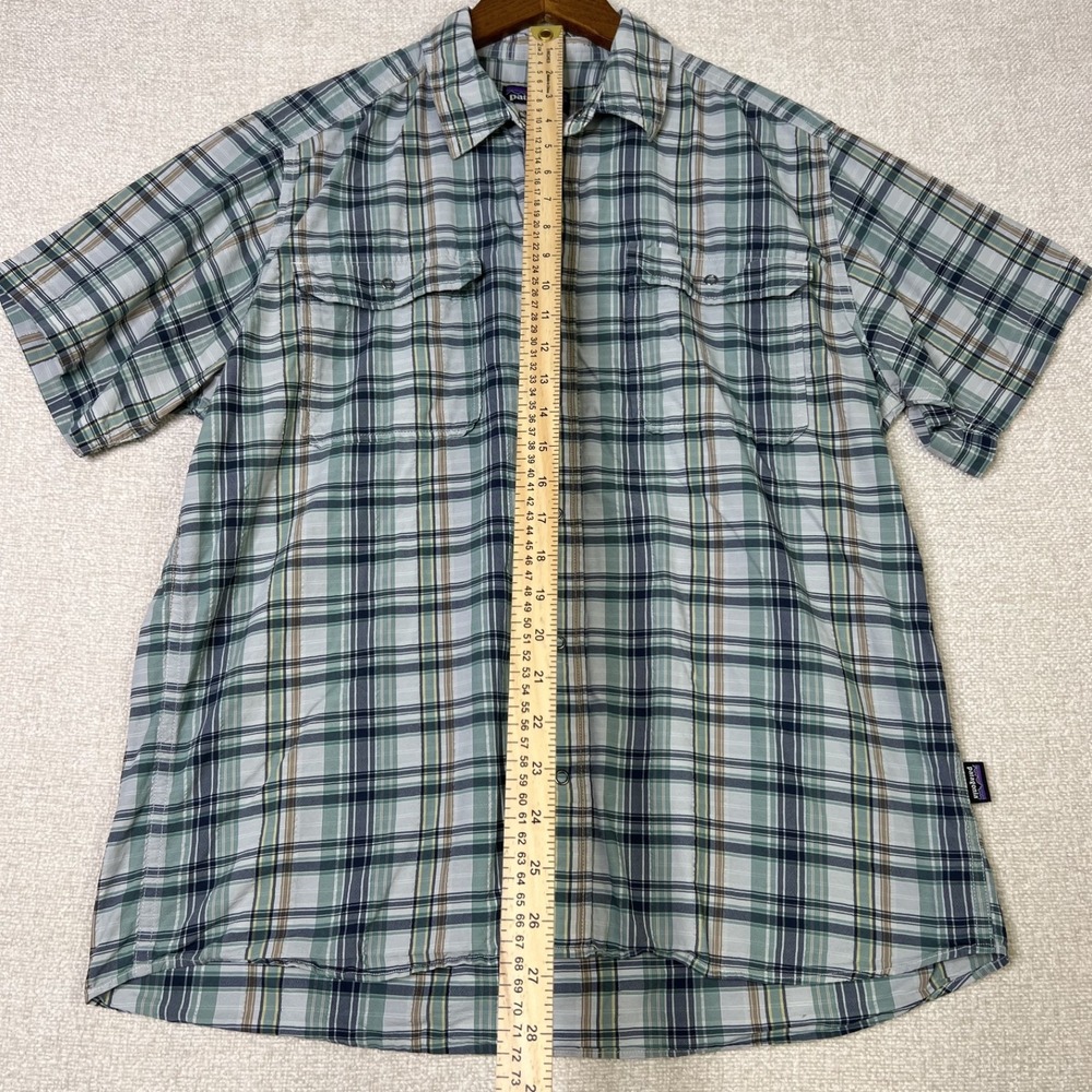 Patagonia Mens Seersucker Puckerware Button‎ Down Short Sleeve Plaid Casual L - Picture 6 of 7